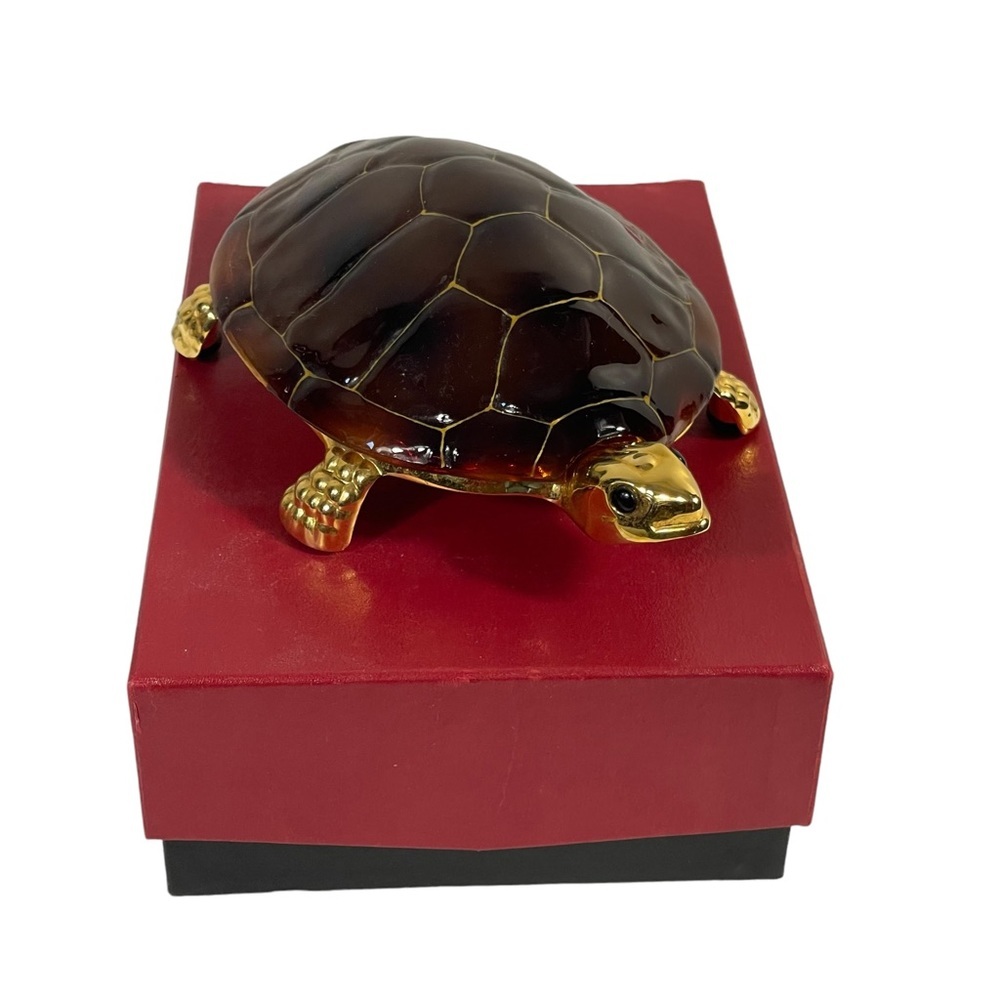 Hans Turnwald Signature Collection 24K Gold Plated Turtle Trinket Box